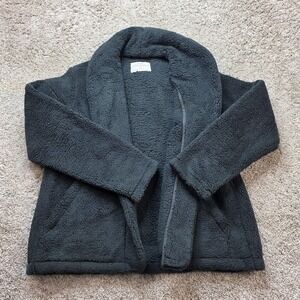 REI Cooperative Robe Womens L Gray Kimono Fleece Belted Tie Collared Winter‎